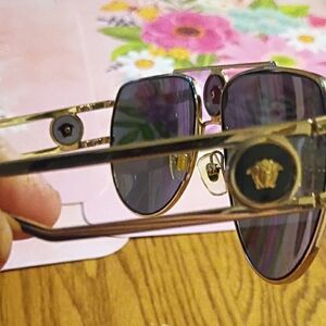 Versace Gold and Black Sunglasses with Medusa Detail